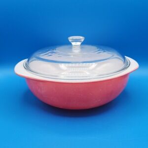 Vintage Pyrex Flamingo Pink Round Casserole Bowl with Lid